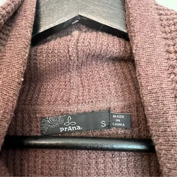 Prana Milani Cowl Neck Sweater Mini Dress Plum Brown Small Cozy Outdoor Gorpcore - Picture 3 of 5